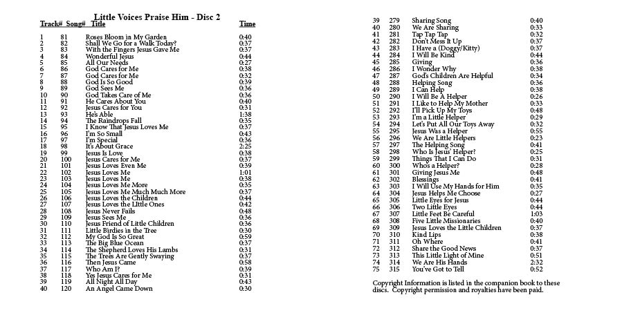 Little Voices CD INSERT 2